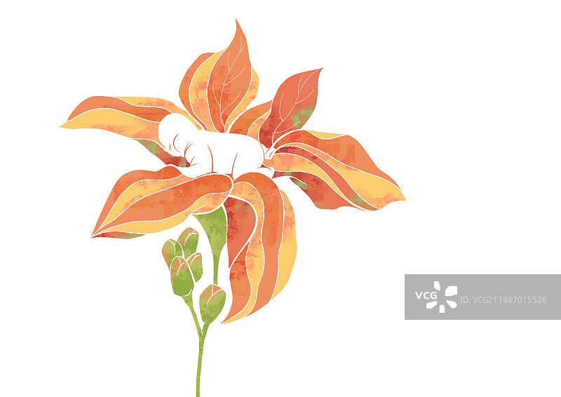 国潮线性风的小插画图片素材