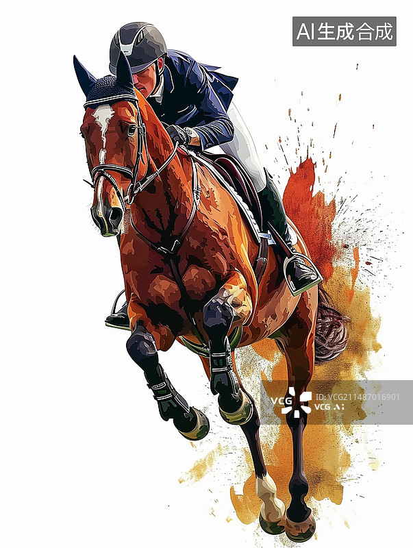 【AI数字艺术】一个运动员正在参加马术比赛图片素材