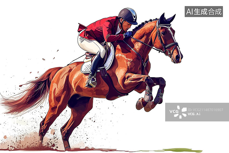 【AI数字艺术】一个运动员正在参加马术比赛图片素材