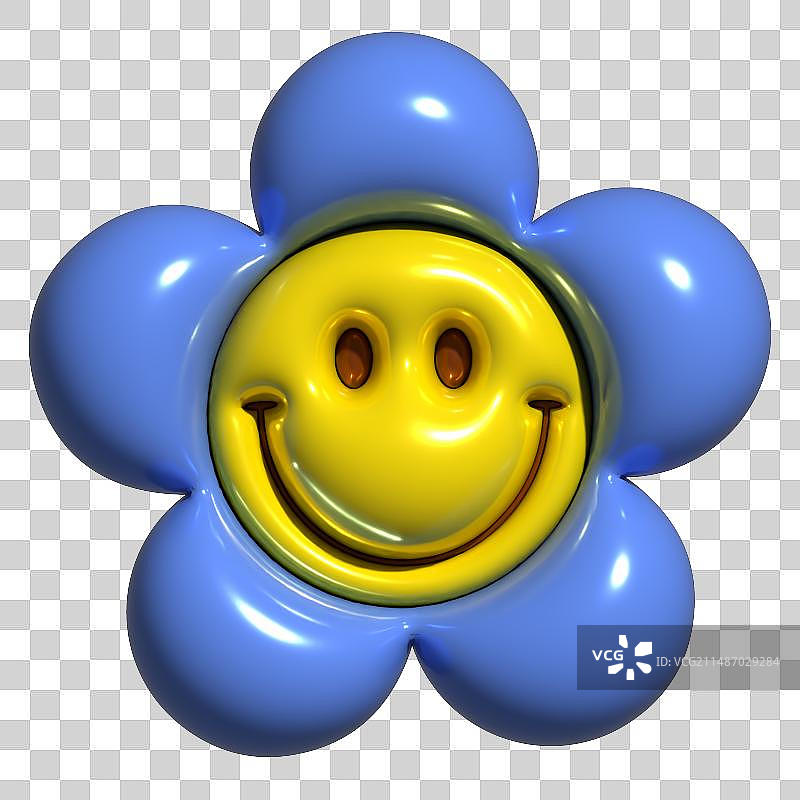 膨胀风潮流创意趣味卡通可爱笑脸花朵元素图片素材