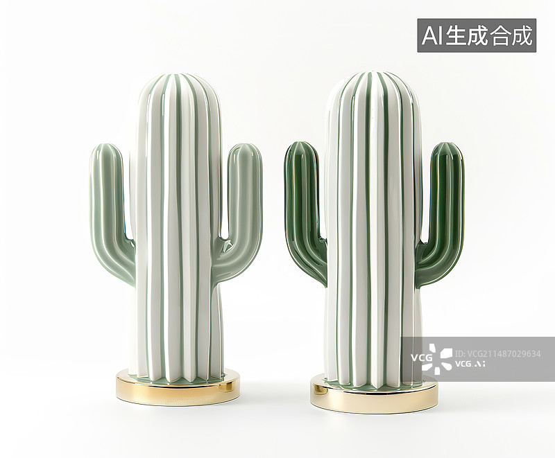 【AI数字艺术】白色背景下的仙人掌特写镜头图片素材
