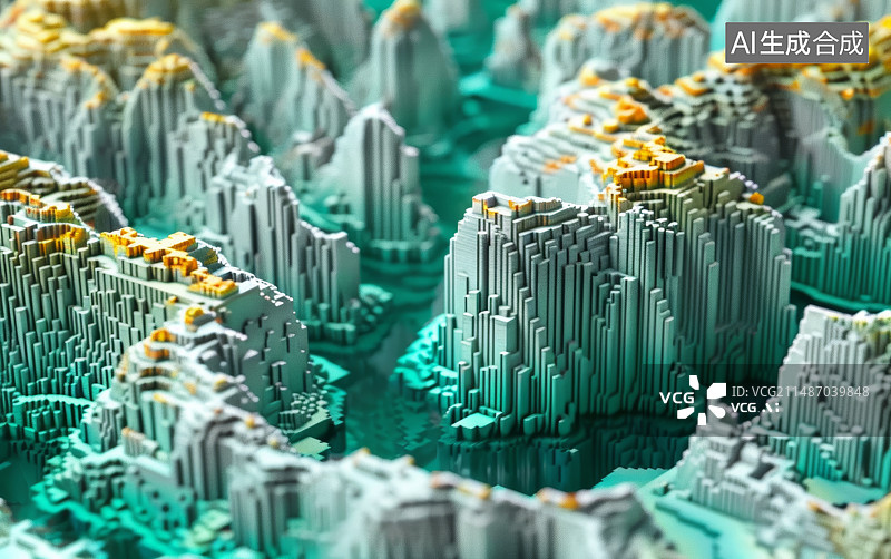 【AI数字艺术】绿色抽象三维图形地形纹理背景图片素材