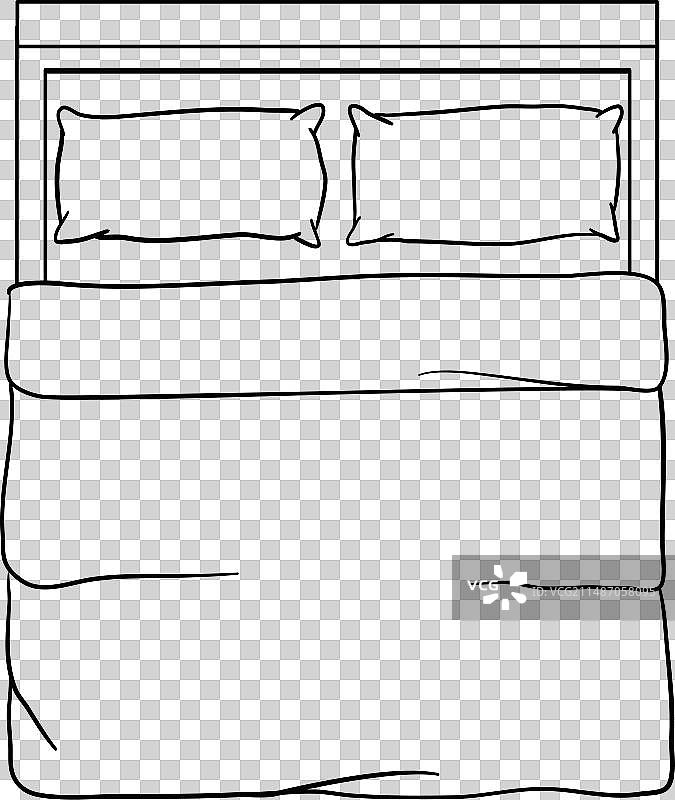 手绘单人床轮廓简笔画图片素材