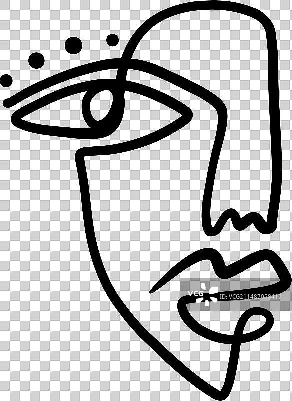 极简抽象人脸单线笔刷图片素材