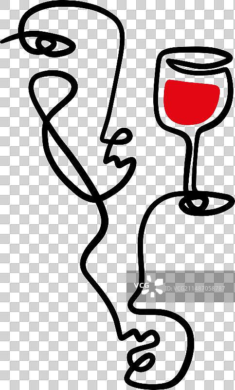 葡萄酒爱好者双胞胎双子座极简主义线条图片素材