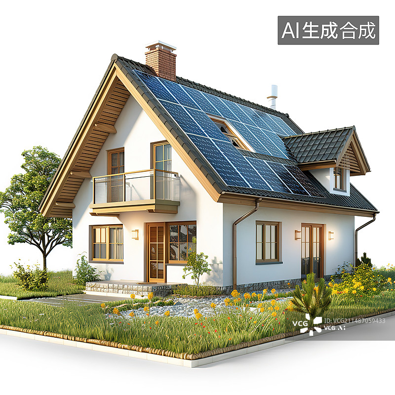 【AI数字艺术】别墅建筑外部景观图片素材