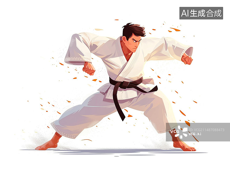 【AI数字艺术】一个正在练习柔道跆拳道的男生图片素材