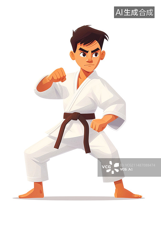 【AI数字艺术】一个正在练习柔道跆拳道的男生图片素材