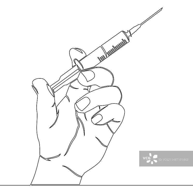 手持注射器连续线条概念图图片素材