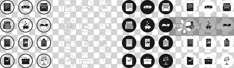 邮件和电子邮件存钱罐硬币传真图标集图片素材