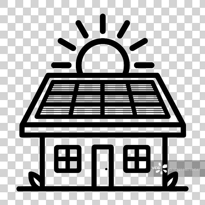 带有太阳能屋顶的房屋太阳能图标图片素材