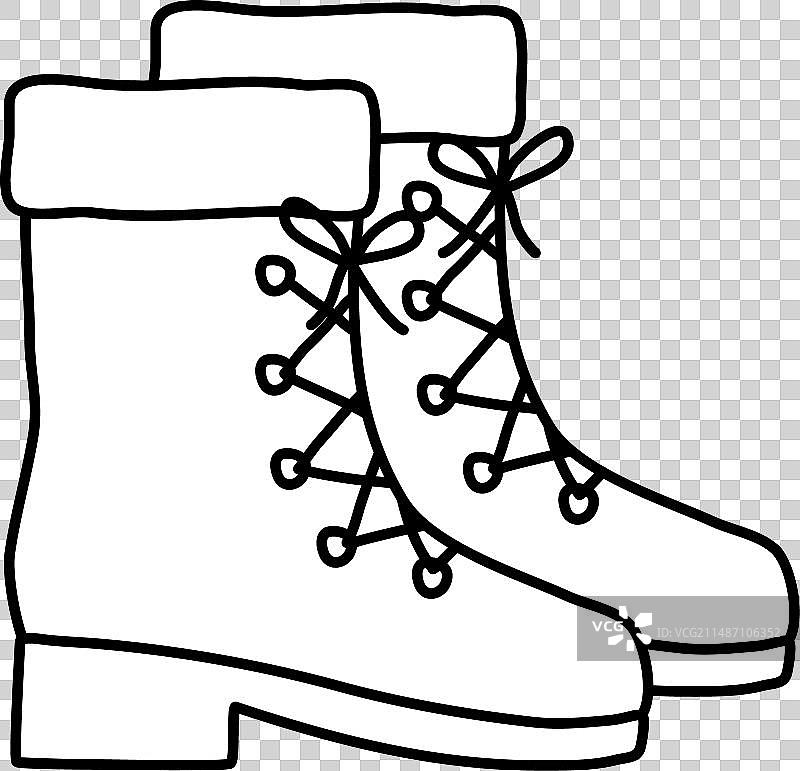 秋冬麂皮系带保暖靴子涂鸦图片素材