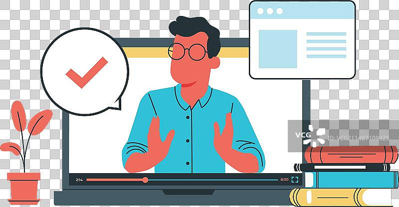 年轻男子使用笔记本电脑进行交流图片素材