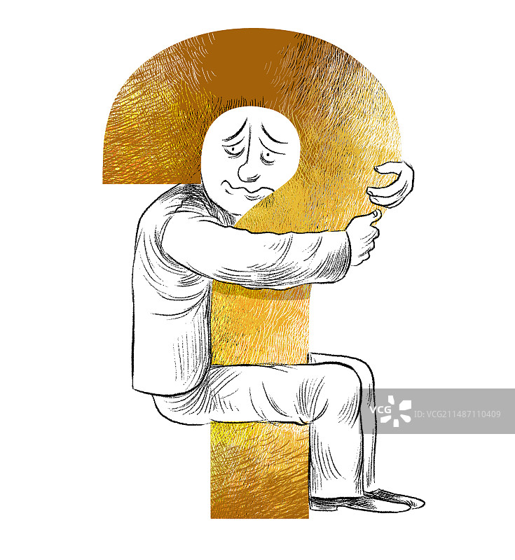 抱着问号的男人图片素材