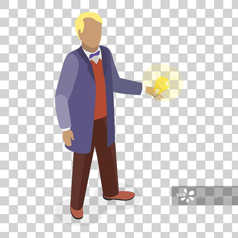 2.5D伟大科学家扁平风格插画图片素材