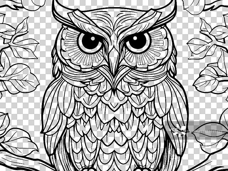 栖息在树枝上的野生鸟类鹰猫头鹰图片素材