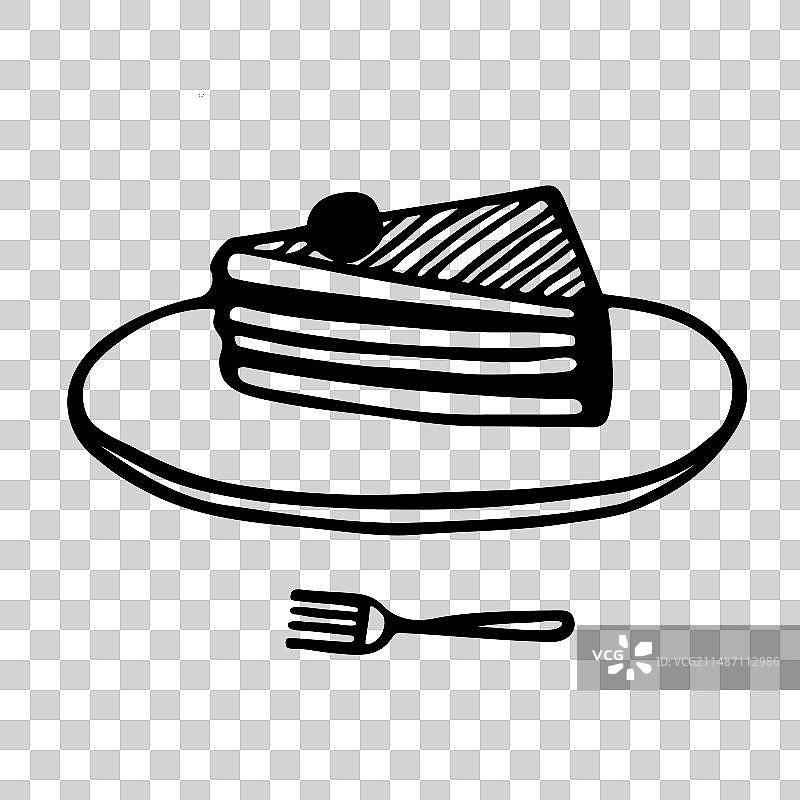 手绘风格的盘中甜点蛋糕图片素材