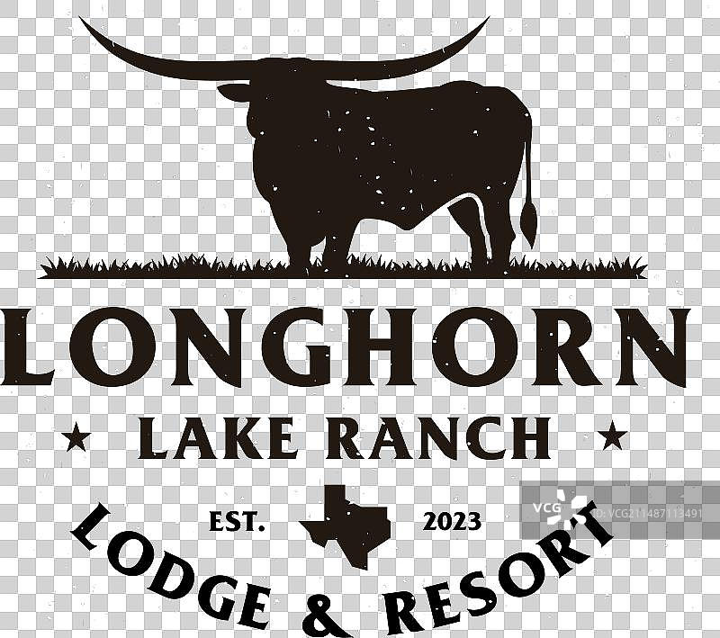 复古德克萨斯长角公牛标志设计图片素材
