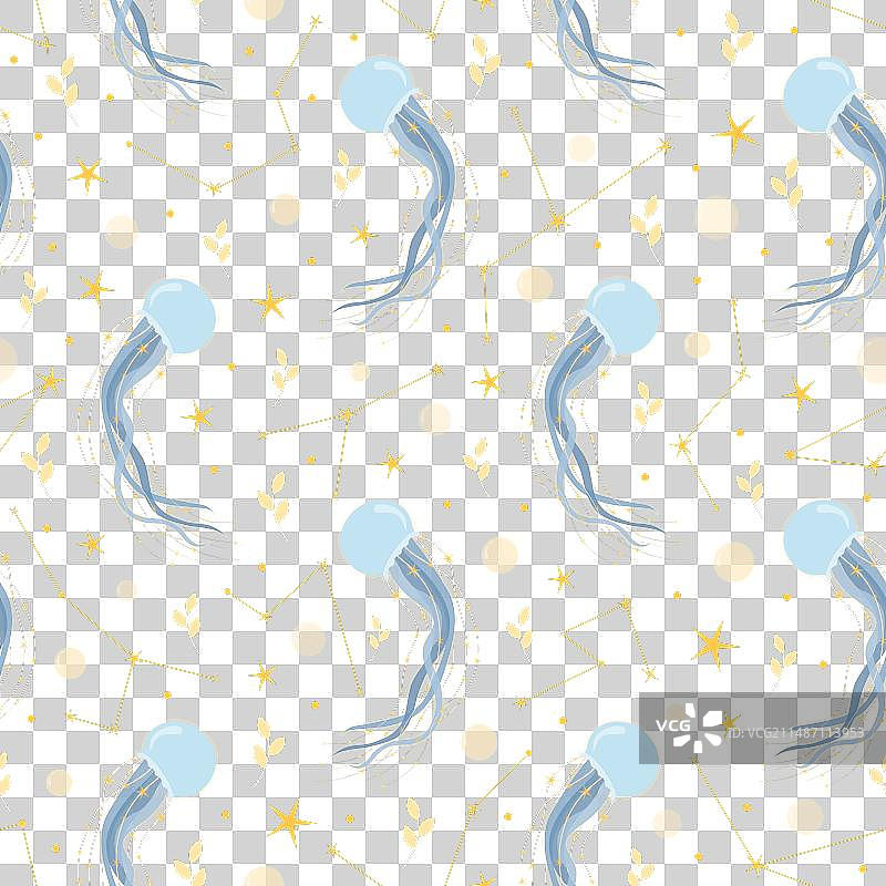 可爱星光水母无缝图案图片素材