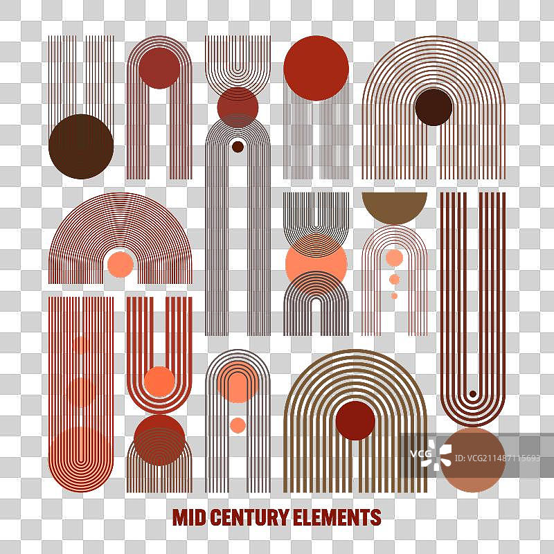 世纪中期拱形和圆形现代元素图片素材