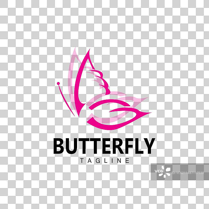 翅膀美丽的蝴蝶动物标志设计图片素材