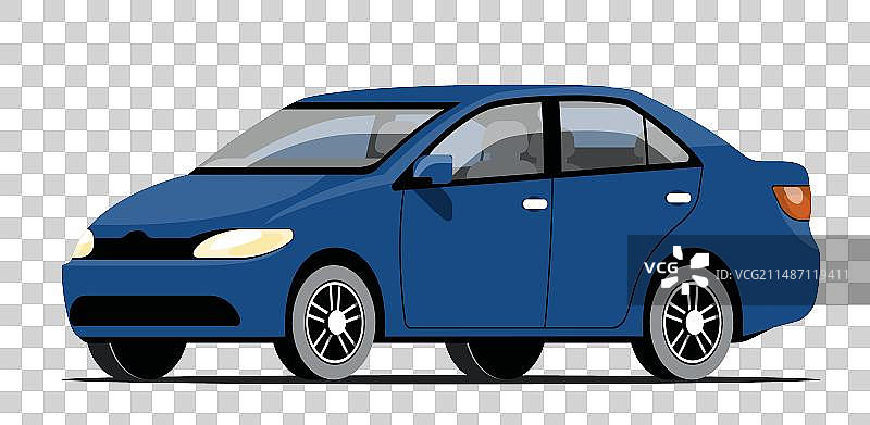 新能源蓝色小汽车手绘元素图片素材