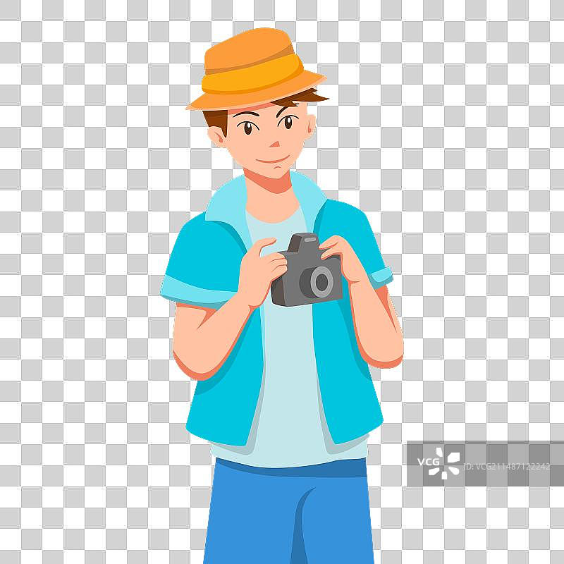 带相机的旅行者角色图片素材