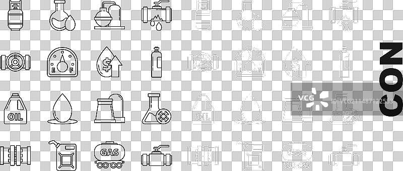 工业金属管道和阀门线条合集图片素材