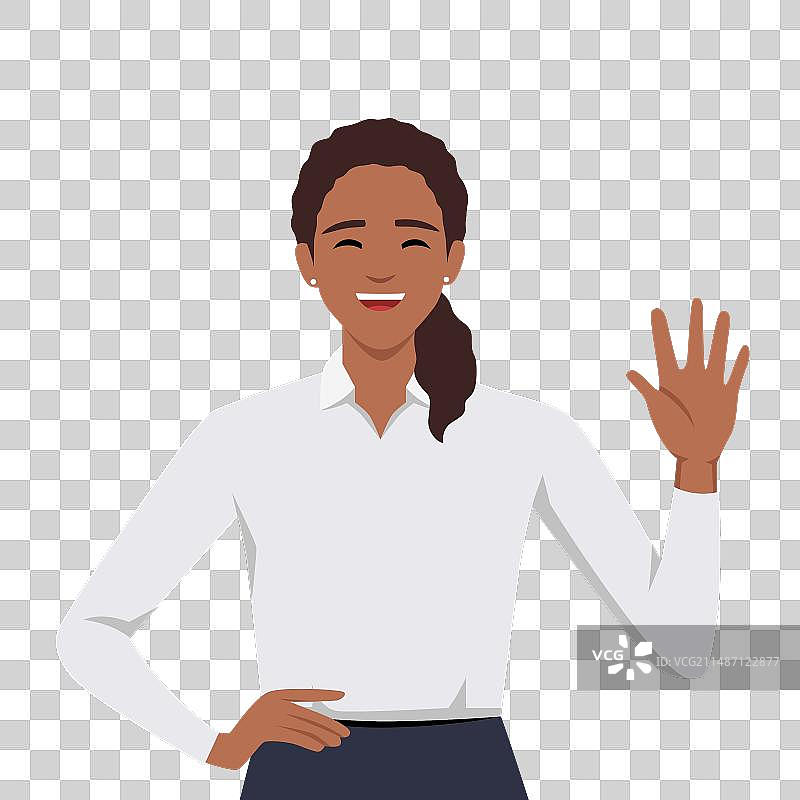 打招呼的年轻漂亮女人图片素材