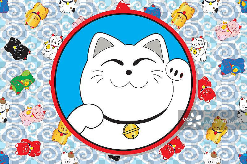 彩色柔和的圆形幸运猫图片素材