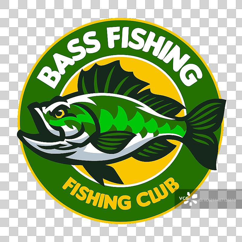 黑鲈鱼吉祥物钓鱼标志图片素材