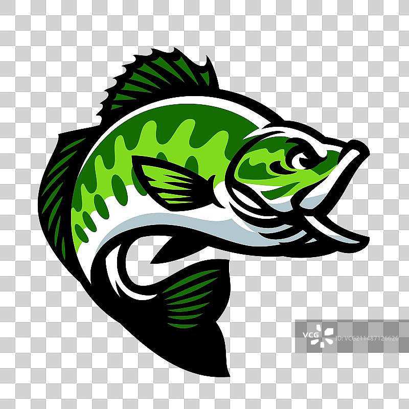 跃出水面的大口黑鲈鱼吉祥物图片素材