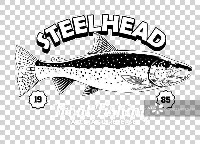 虹鳟鱼钓鱼T恤设计图片素材