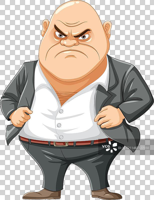 卡通形象：脾气暴躁的光头中年黑手党男人图片素材