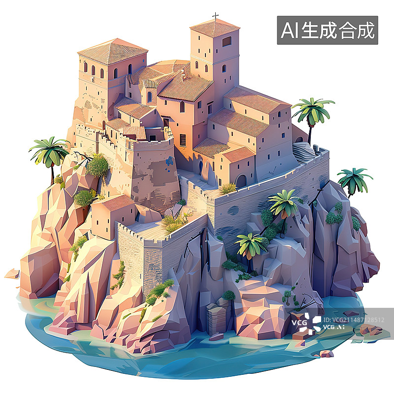 【AI数字艺术】城市建筑的高角度视图图片素材