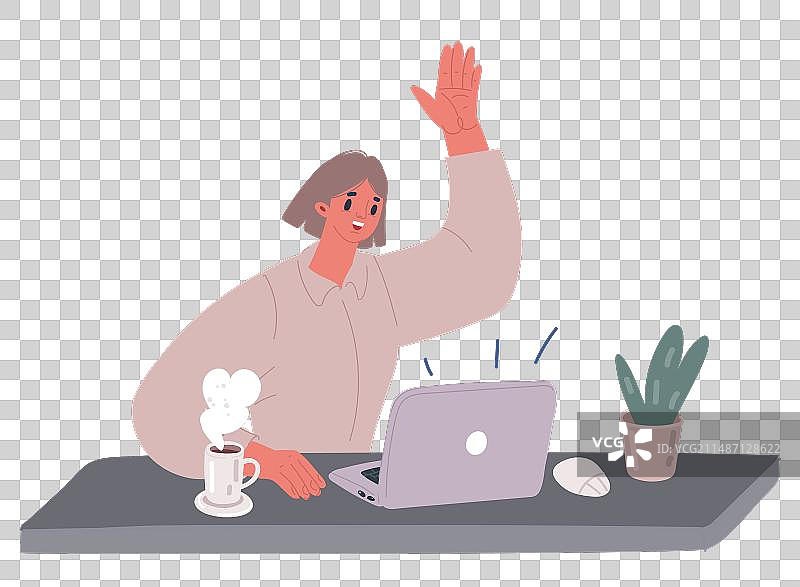 坐在办公桌前的职业商务女性图片素材