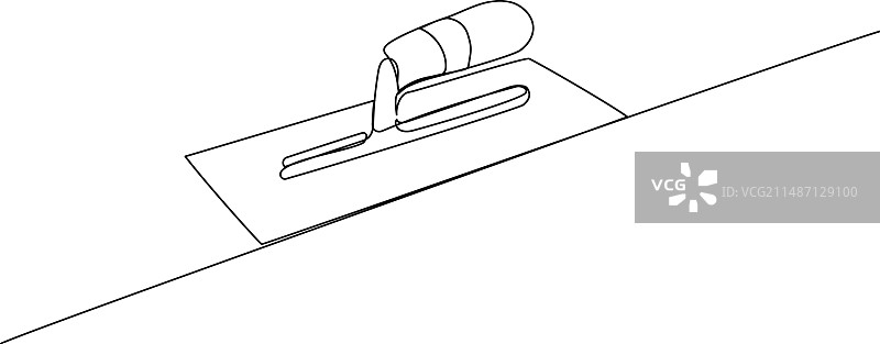 矩形钢制泥刀单线艺术图片素材