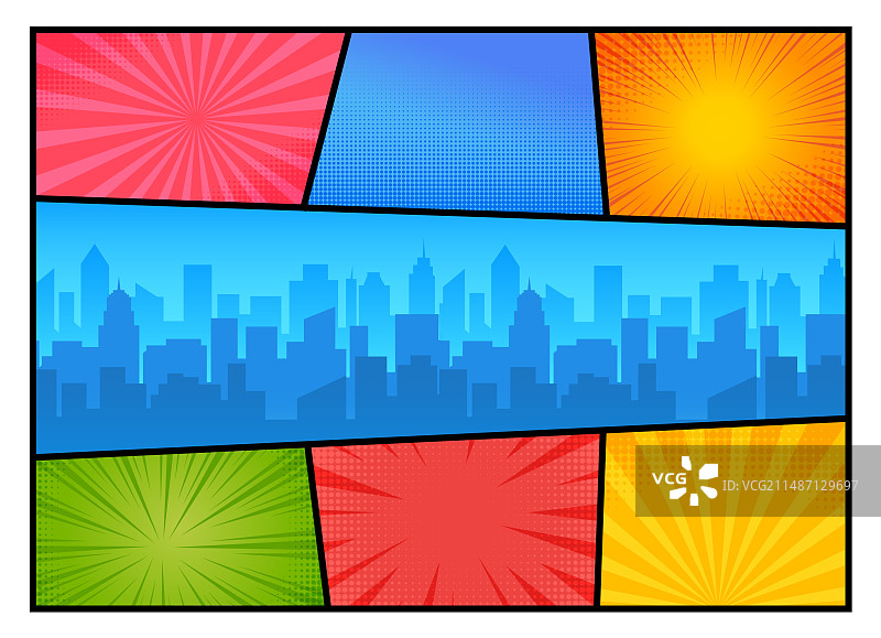 城镇漫画书页景观图片素材