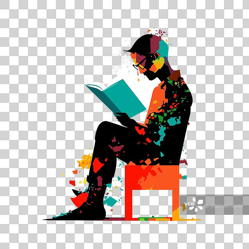 男人在阅读抽象内容图片素材