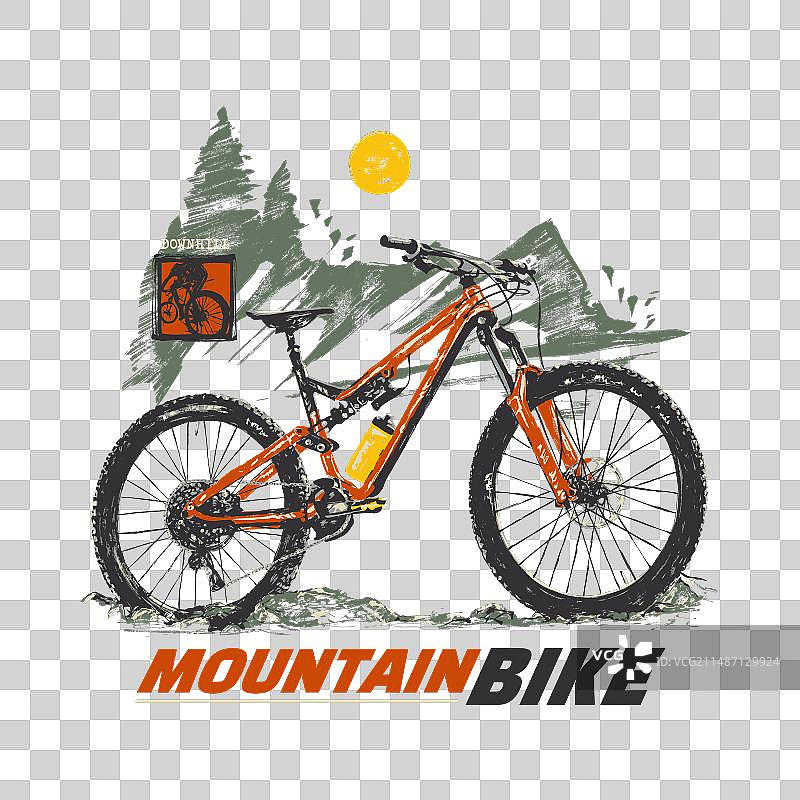 素描风格山地自行车设计图片素材