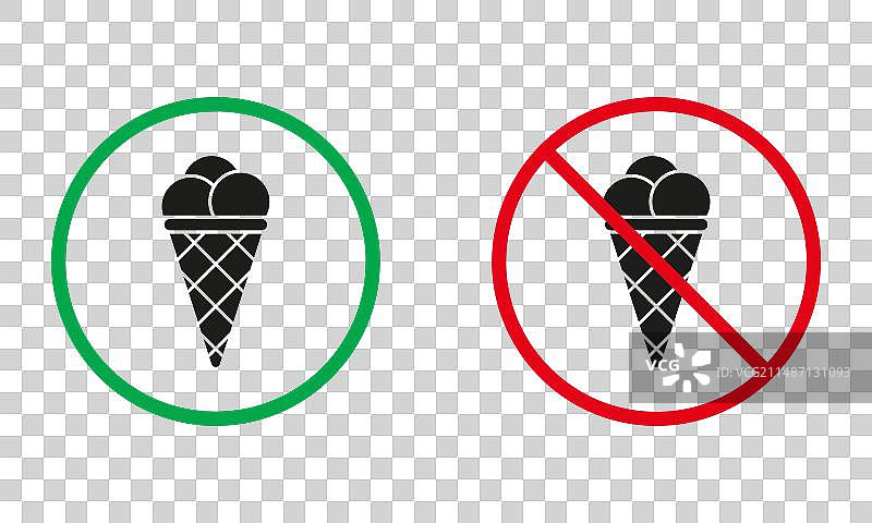 允许吃冰淇淋，禁止食用食物信息图片素材