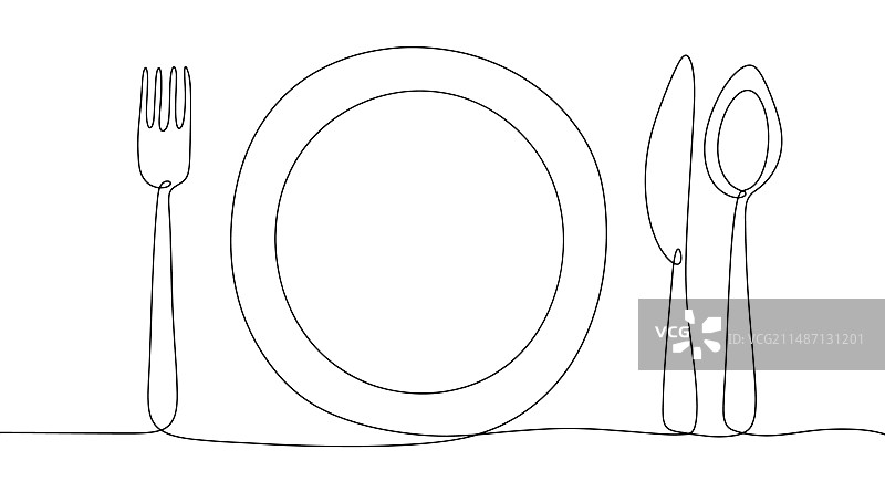 餐具菜肴单线图片素材