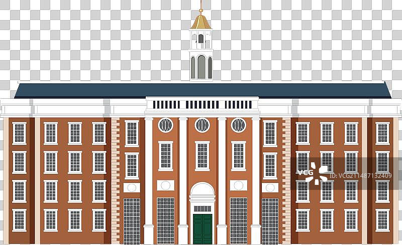 卡通风格的哈佛大厅和大学建筑图片素材