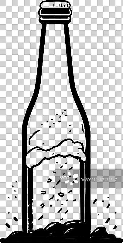 手绘黑色啤酒瓶图标图片素材