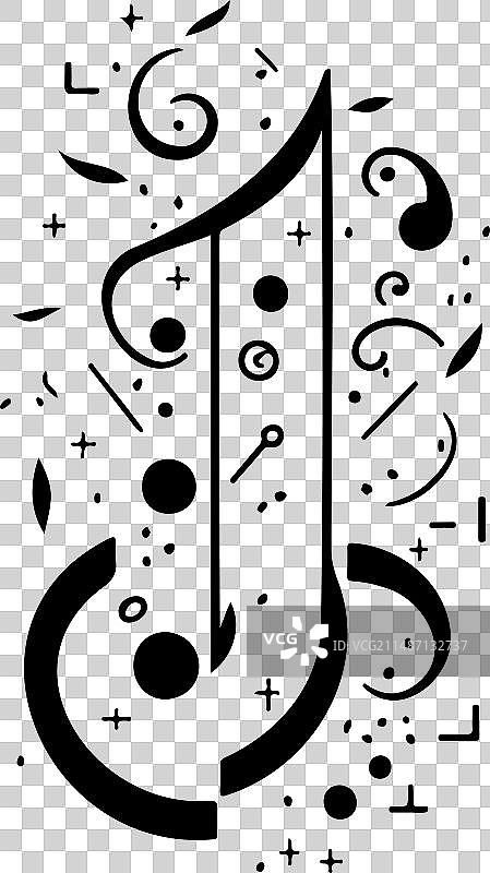 手绘黑色八分音符播客图标图片素材