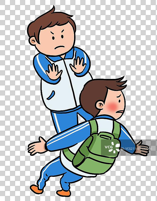 青少年身心健康学校上学学生校园霸凌推倒同学欺压欺负欺辱危害身体健康辱骂保护未成年人元素插画图片素材