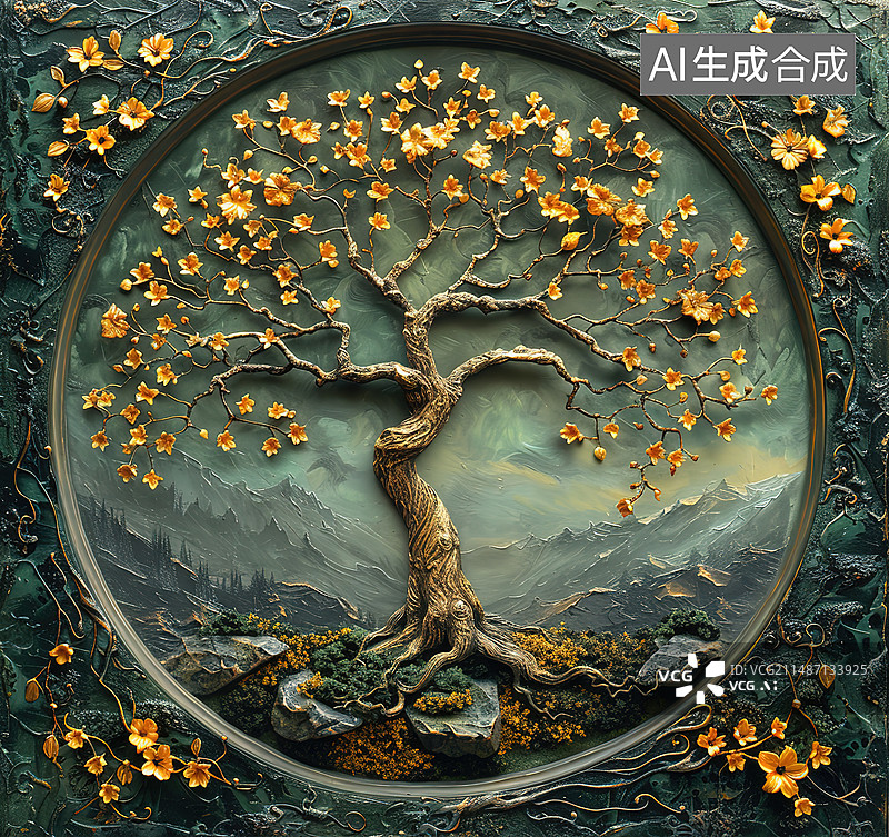 【AI数字艺术】秋天里的柿子图片素材