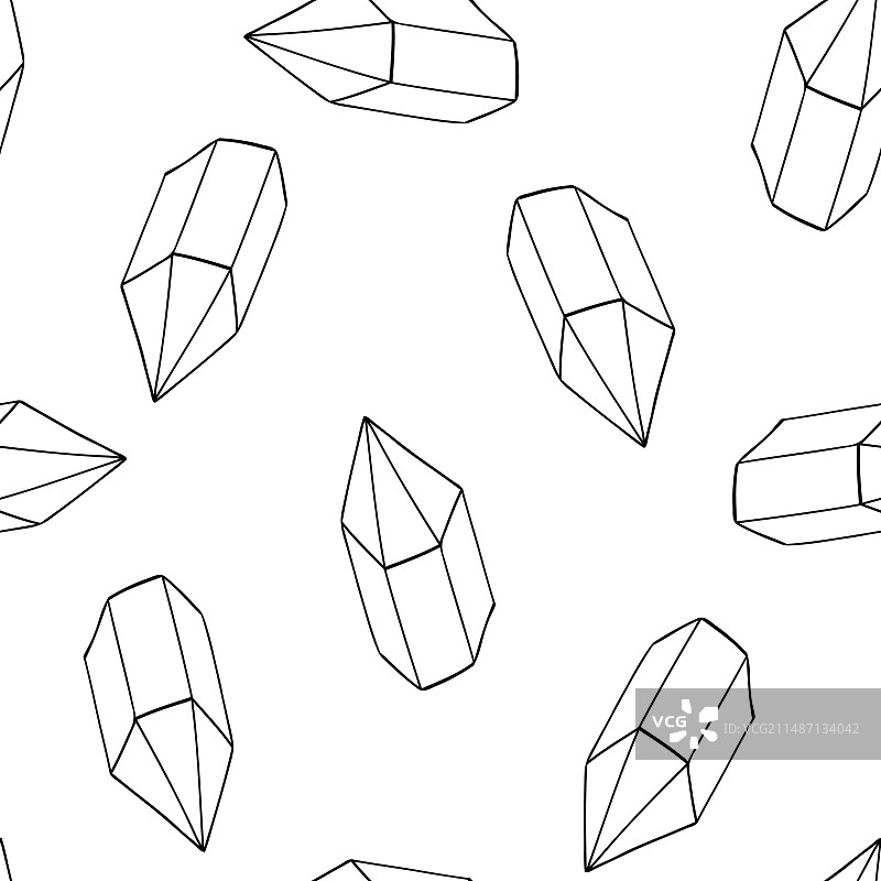 涂鸦水晶无缝图案黑色轮廓图片素材