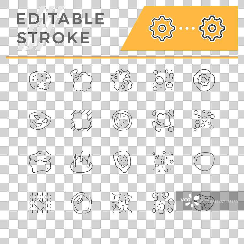 皮肤疾病线性图标集图片素材