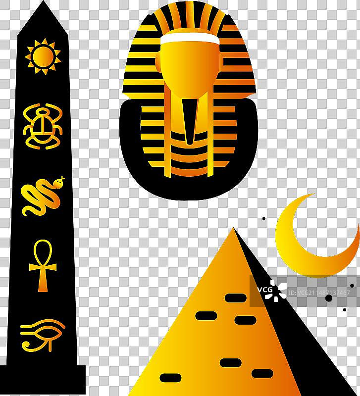 彩色埃及图标合集图片素材